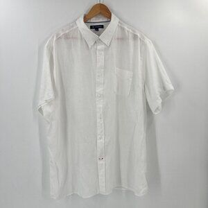 CREMIEUX XXL 100% Linen Short Sleeve Button Down Shirt White Resort Wear